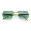Mens Luxury Urban Gangster Beveled Rimless Rectangle Sunglasses