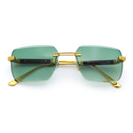 Mens Luxury Urban Gangster Beveled Rimless Rectangle Sunglasses
