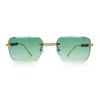 Mens Luxury Urban Gangster Beveled Rimless Rectangle Sunglasses