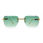 Mens Luxury Urban Gangster Beveled Rimless Rectangle Sunglasses