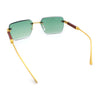 Mens Luxury Urban Gangster Beveled Rimless Rectangle Sunglasses