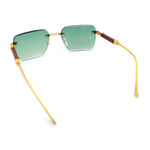 Mens Luxury Urban Gangster Beveled Rimless Rectangle Sunglasses