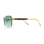 Mens Luxury Urban Gangster Beveled Rimless Rectangle Sunglasses