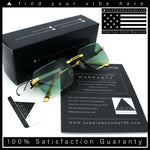 Mens Luxury Urban Gangster Beveled Rimless Rectangle Sunglasses