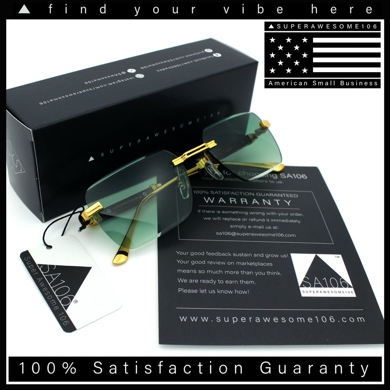 Mens Luxury Urban Gangster Beveled Rimless Rectangle Sunglasses