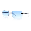 Mens Luxury Urban Gangster Beveled Rimless Rectangle Sunglasses
