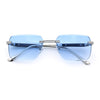 Mens Luxury Urban Gangster Beveled Rimless Rectangle Sunglasses