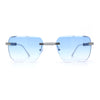 Mens Luxury Urban Gangster Beveled Rimless Rectangle Sunglasses