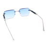 Mens Luxury Urban Gangster Beveled Rimless Rectangle Sunglasses