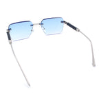 Mens Luxury Urban Gangster Beveled Rimless Rectangle Sunglasses