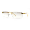 Mens Luxury Hip Hop Rapper Beveled Rimless Narrow Rectangle Sunglasses
