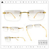Mens Luxury Hip Hop Rapper Beveled Rimless Narrow Rectangle Sunglasses