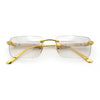 Mens Luxury Hip Hop Rapper Beveled Rimless Narrow Rectangle Sunglasses