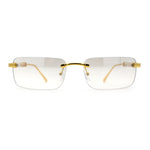 Mens Luxury Hip Hop Rapper Beveled Rimless Narrow Rectangle Sunglasses