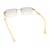 Mens Luxury Hip Hop Rapper Beveled Rimless Narrow Rectangle Sunglasses