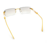 Mens Luxury Hip Hop Rapper Beveled Rimless Narrow Rectangle Sunglasses