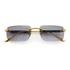 Mens Luxury Hip Hop Rapper Beveled Rimless Narrow Rectangle Sunglasses