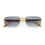 Mens Luxury Hip Hop Rapper Beveled Rimless Narrow Rectangle Sunglasses