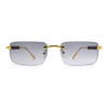 Mens Luxury Hip Hop Rapper Beveled Rimless Narrow Rectangle Sunglasses