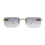 Mens Luxury Hip Hop Rapper Beveled Rimless Narrow Rectangle Sunglasses