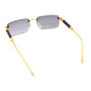 Mens Luxury Hip Hop Rapper Beveled Rimless Narrow Rectangle Sunglasses