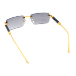 Mens Luxury Hip Hop Rapper Beveled Rimless Narrow Rectangle Sunglasses