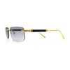 Mens Luxury Hip Hop Rapper Beveled Rimless Narrow Rectangle Sunglasses