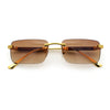 Mens Luxury Hip Hop Rapper Beveled Rimless Narrow Rectangle Sunglasses