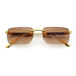 Mens Luxury Hip Hop Rapper Beveled Rimless Narrow Rectangle Sunglasses