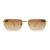 Mens Luxury Hip Hop Rapper Beveled Rimless Narrow Rectangle Sunglasses