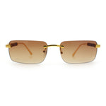 Mens Luxury Hip Hop Rapper Beveled Rimless Narrow Rectangle Sunglasses