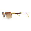 Mens Luxury Hip Hop Rapper Beveled Rimless Narrow Rectangle Sunglasses