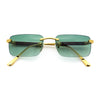 Mens Luxury Hip Hop Rapper Beveled Rimless Narrow Rectangle Sunglasses
