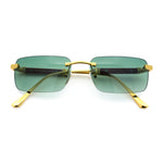 Mens Luxury Hip Hop Rapper Beveled Rimless Narrow Rectangle Sunglasses
