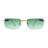 Mens Luxury Hip Hop Rapper Beveled Rimless Narrow Rectangle Sunglasses
