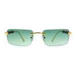 Mens Luxury Hip Hop Rapper Beveled Rimless Narrow Rectangle Sunglasses