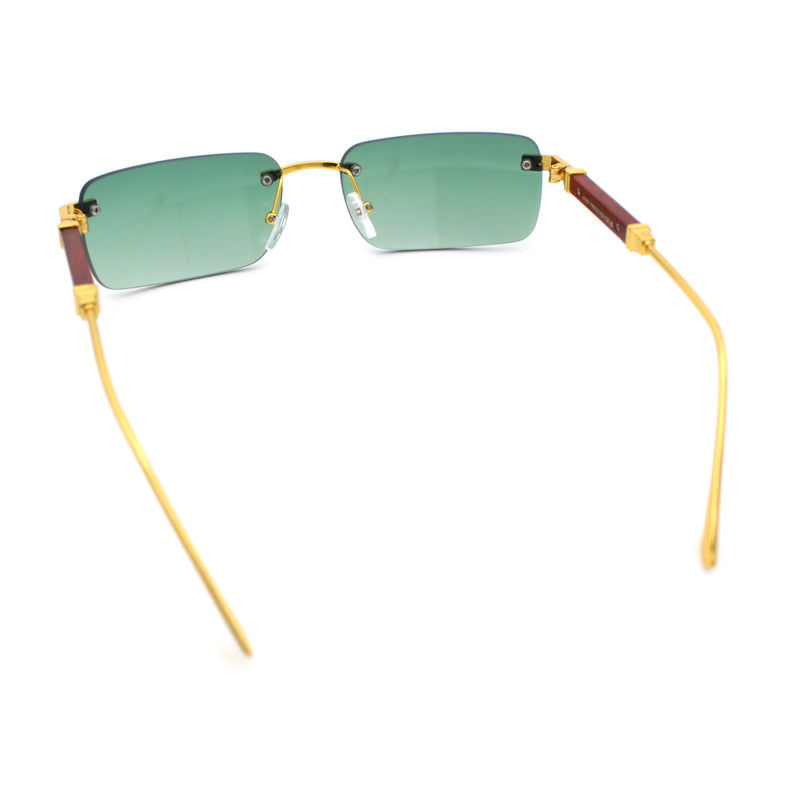 Mens Luxury Hip Hop Rapper Beveled Rimless Narrow Rectangle Sunglasses