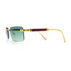 Mens Luxury Hip Hop Rapper Beveled Rimless Narrow Rectangle Sunglasses