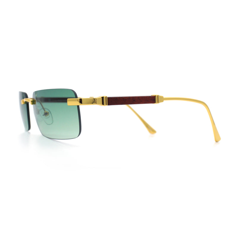 Mens Luxury Hip Hop Rapper Beveled Rimless Narrow Rectangle Sunglasses