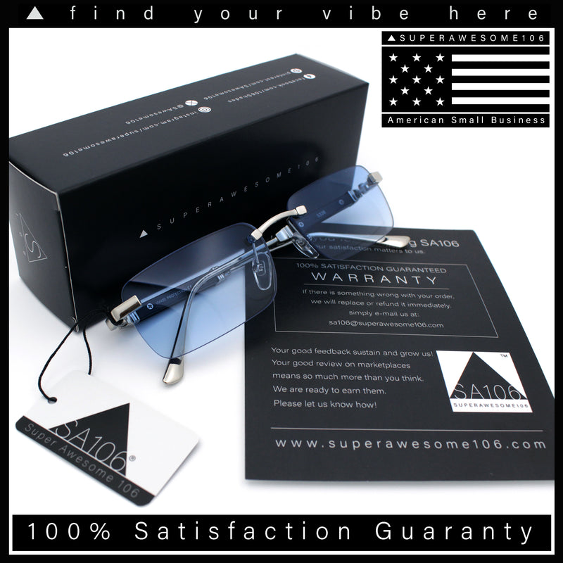 Mens Luxury Hip Hop Rapper Beveled Rimless Narrow Rectangle Sunglasses