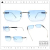 Mens Luxury Hip Hop Rapper Beveled Rimless Narrow Rectangle Sunglasses