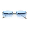 Mens Luxury Hip Hop Rapper Beveled Rimless Narrow Rectangle Sunglasses