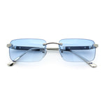 Mens Luxury Hip Hop Rapper Beveled Rimless Narrow Rectangle Sunglasses