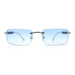Mens Luxury Hip Hop Rapper Beveled Rimless Narrow Rectangle Sunglasses