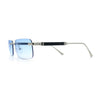 Mens Luxury Hip Hop Rapper Beveled Rimless Narrow Rectangle Sunglasses
