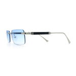 Mens Luxury Hip Hop Rapper Beveled Rimless Narrow Rectangle Sunglasses