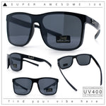 All Dark Black Locs Mens Oversize Inset Lens Shield Horn Rim Plastic Sunglasses