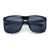 All Dark Black Locs Mens Oversize Inset Lens Shield Horn Rim Plastic Sunglasses