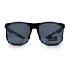 All Dark Black Locs Mens Oversize Inset Lens Shield Horn Rim Plastic Sunglasses