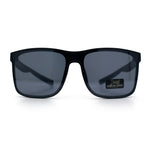 All Dark Black Locs Mens Oversize Inset Lens Shield Horn Rim Plastic Sunglasses